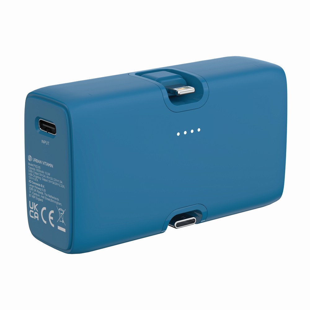Power bank 5000 mAh Urban Vitamin Los Angeles z własnym nadrukiem, kolor niebieski
