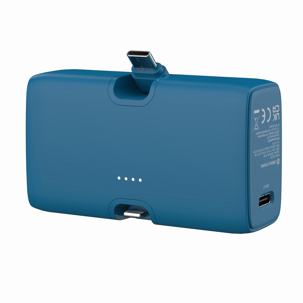 Power bank 5000 mAh Urban Vitamin Los Angeles z własnym nadrukiem, kolor niebieski