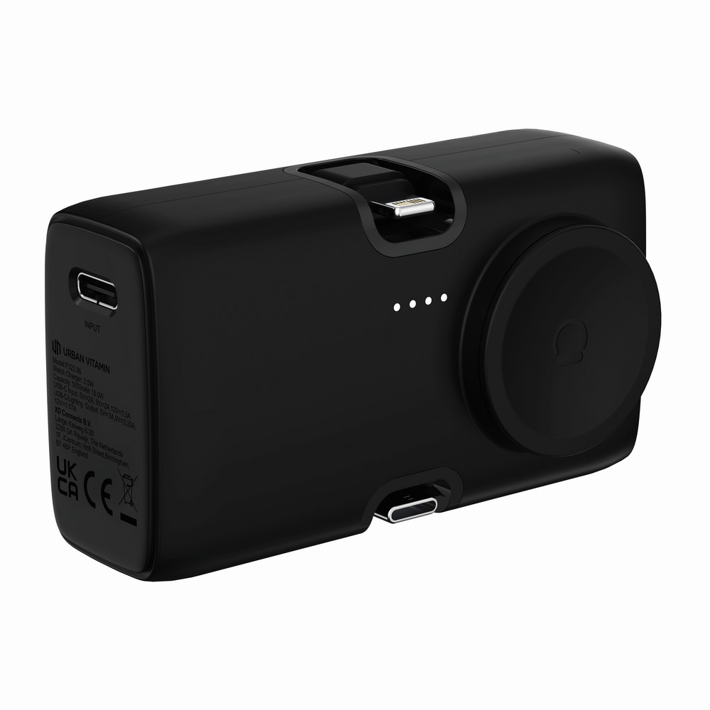 Power bank 5000 mAh Urban Vitamin San Diego z własnym nadrukiem, kolor czarny