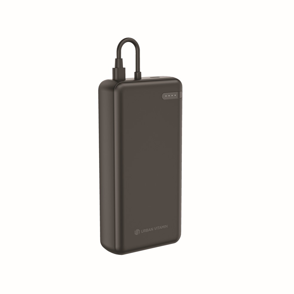 Power bank 20000 mAh Urban Vitamin Menlo z własnym nadrukiem, kolor czarny