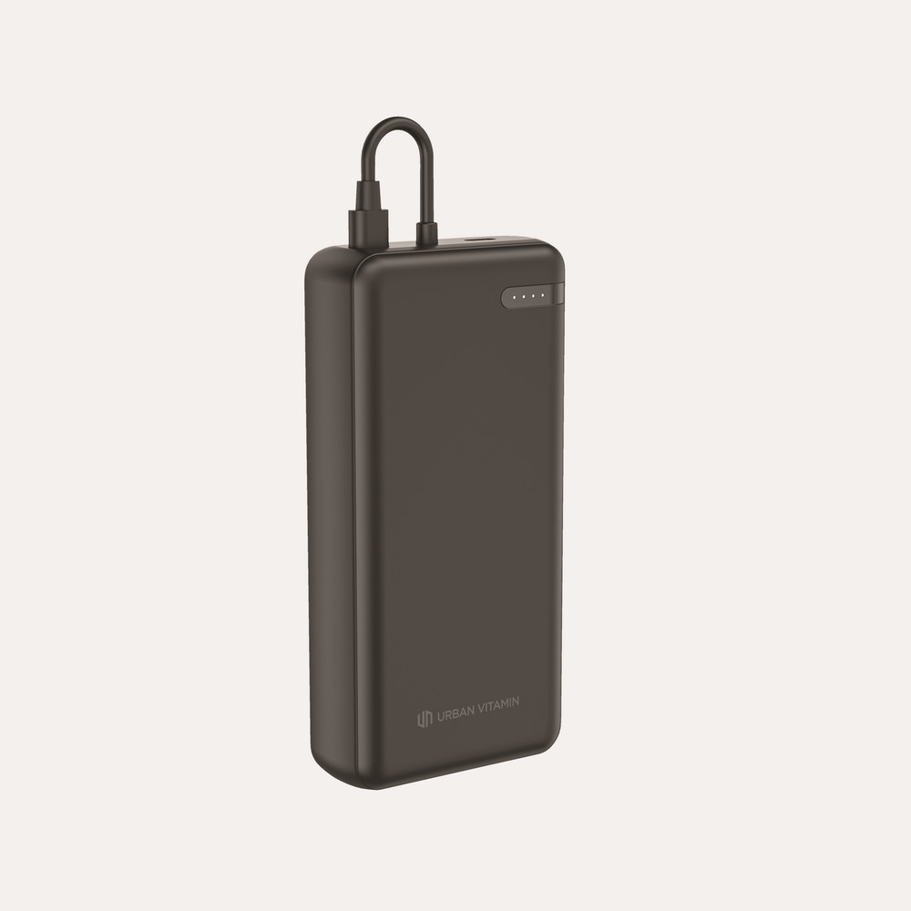 Power bank 20000 mAh Urban Vitamin Menlo z własnym nadrukiem, kolor czarny