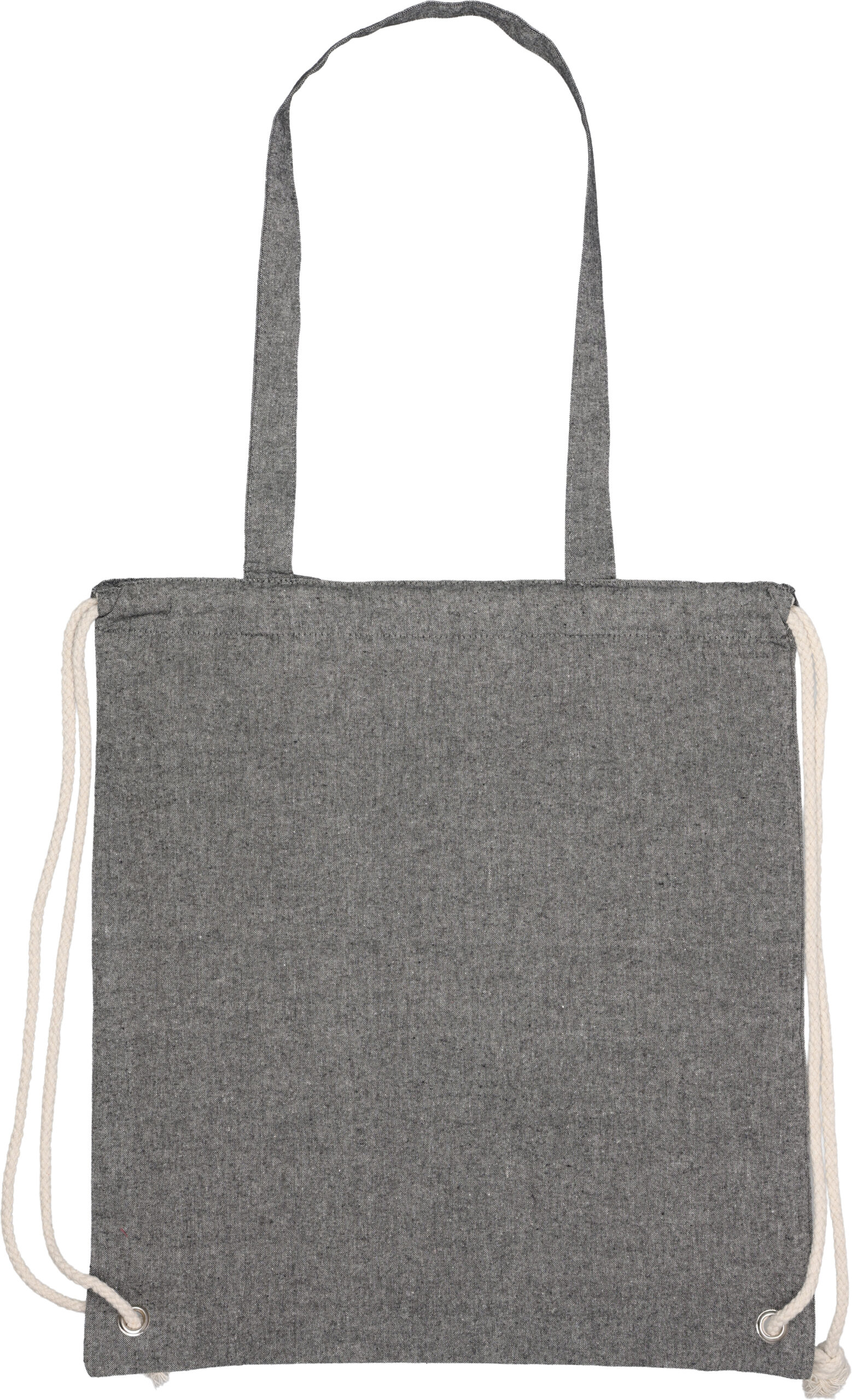 Torba bawełniana z długimi uszami z recyklingu 140 g/m2 ADDISON - z logo z własnym nadrukiem, kolor czarny
