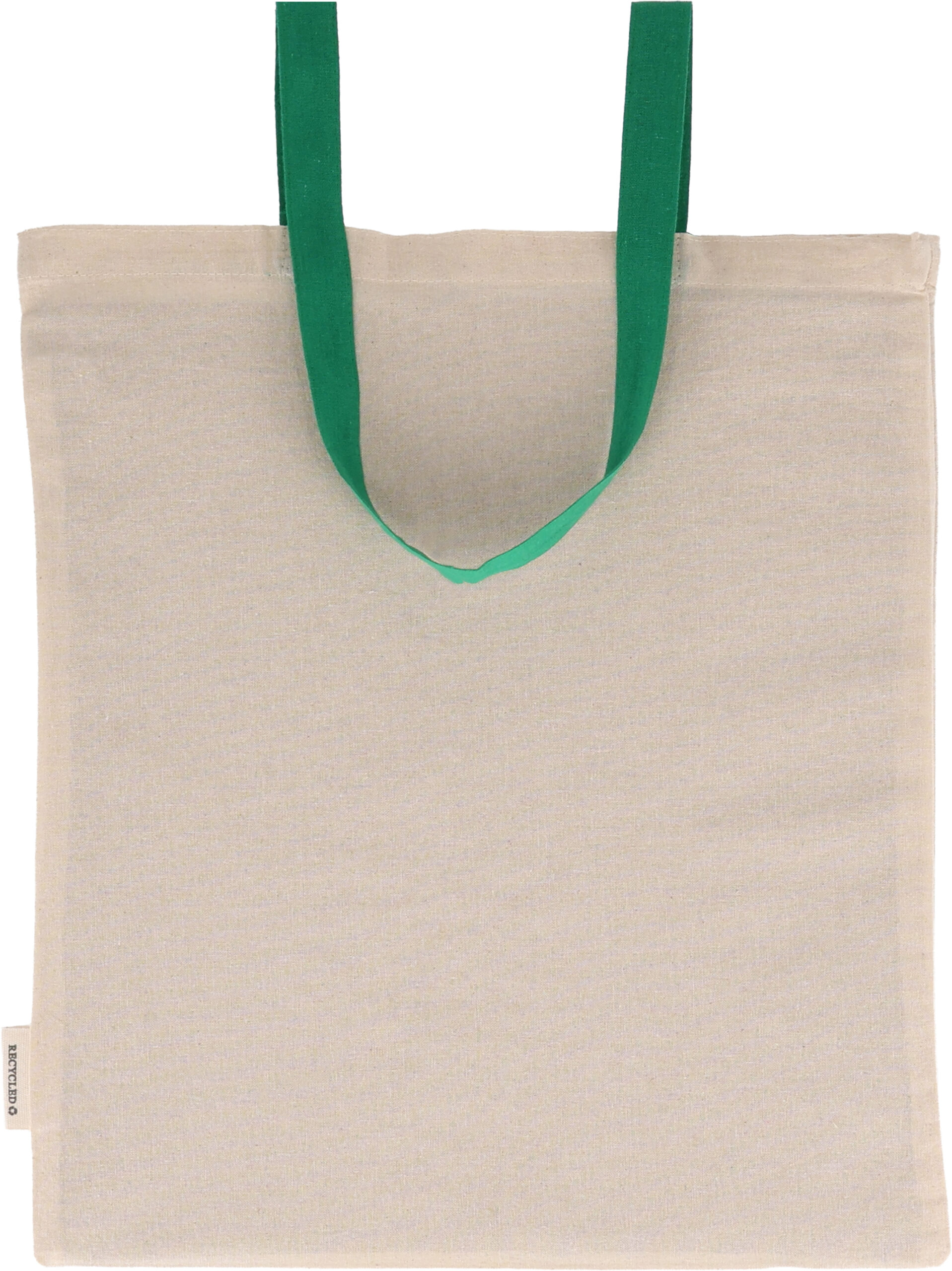Torba bawełniana z długimi uszami, z recyklingu 140g/m2 CAMBRIDGE - z logo z własnym nadrukiem, kolor zielony