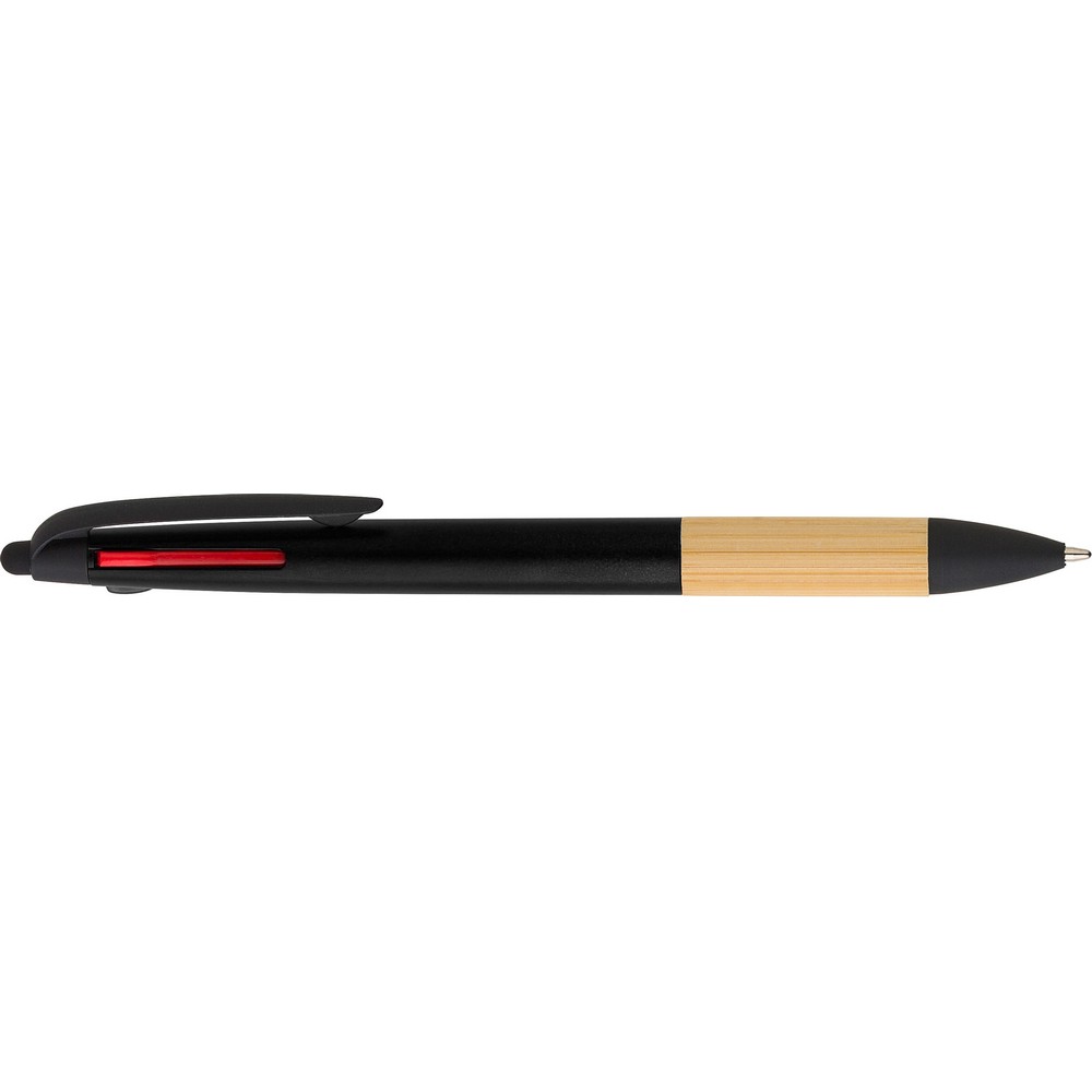 Długopis, wielokolorowy wkład, touch pen z własnym nadrukiem, kolor czarny