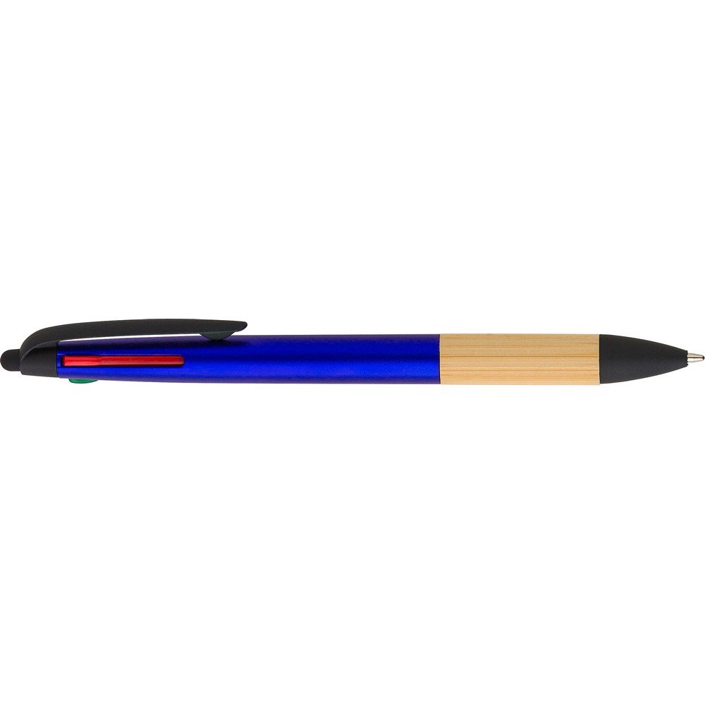 Długopis, wielokolorowy wkład, touch pen z własnym nadrukiem, kolor niebieski