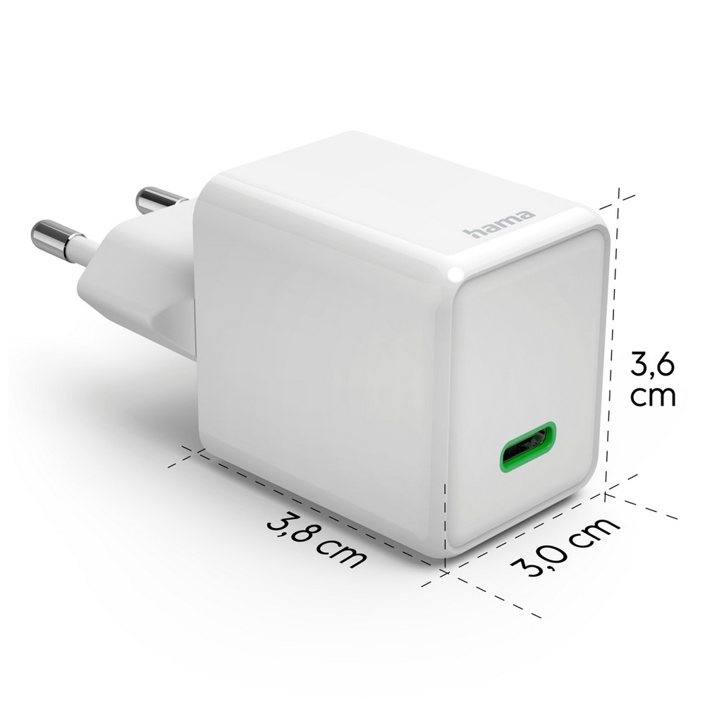 Ładowarka ścienna 45W Hama Supermini z własnym nadrukiem, kolor biały