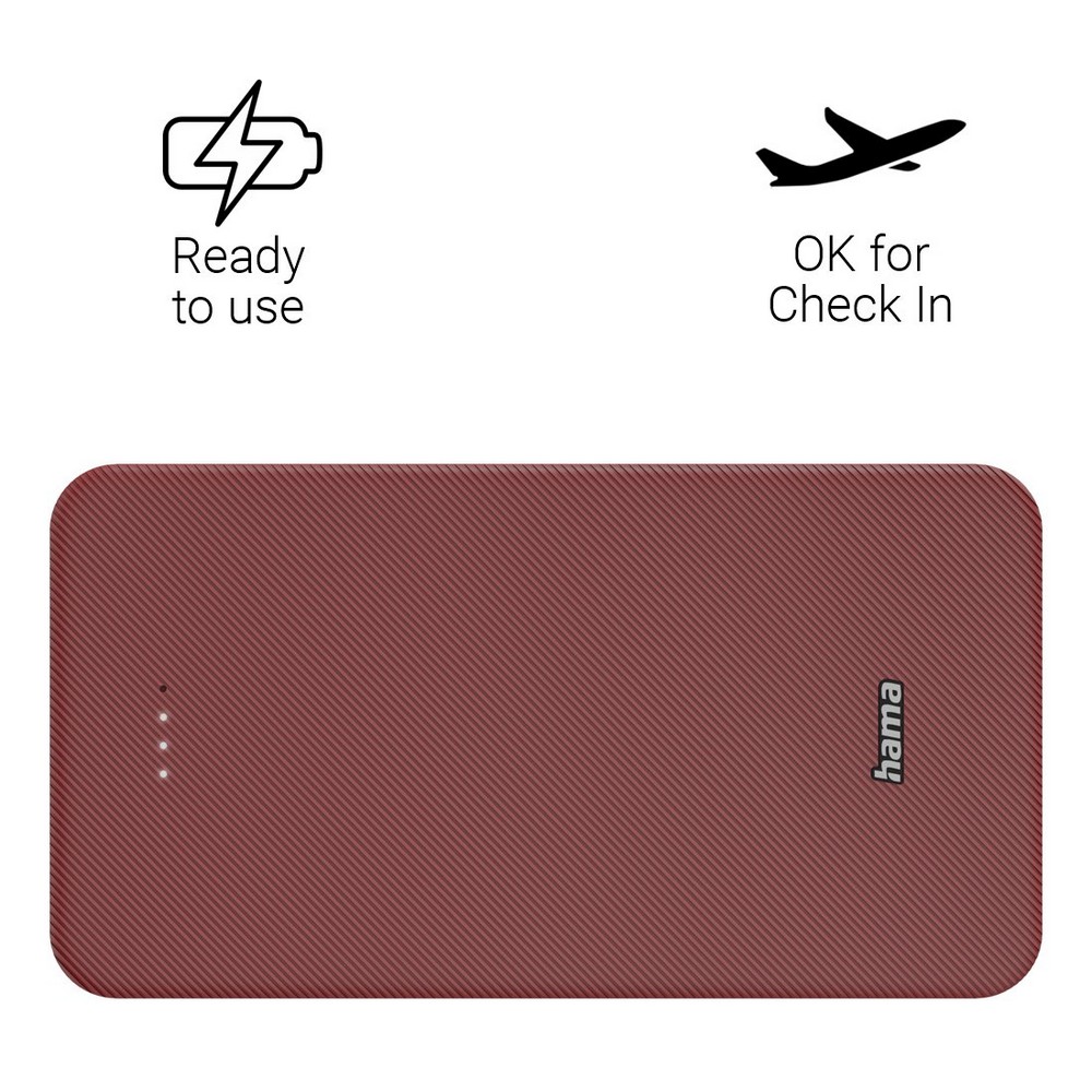 Power bank 20000 mAh Hama Power Pack z własnym nadrukiem, kolor czerwony
