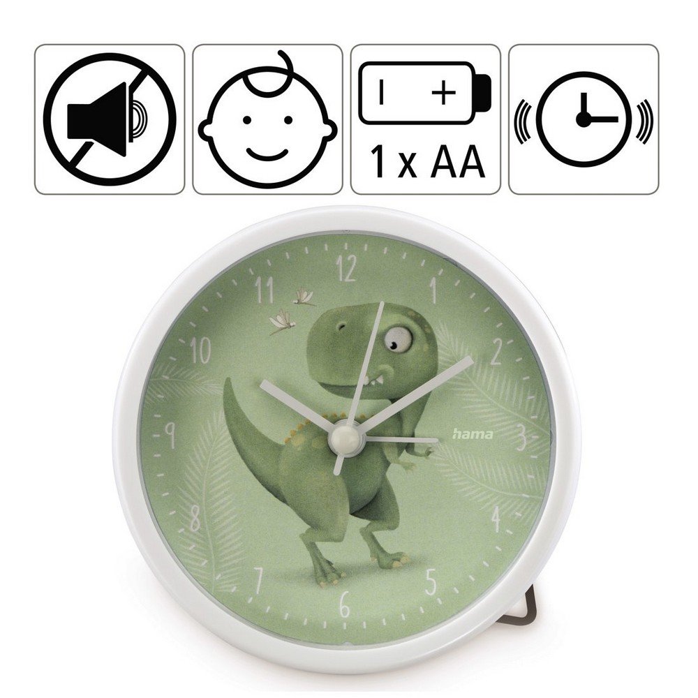 Budzik dla dzieci Hama Happy Dino z własnym nadrukiem, kolor zielony