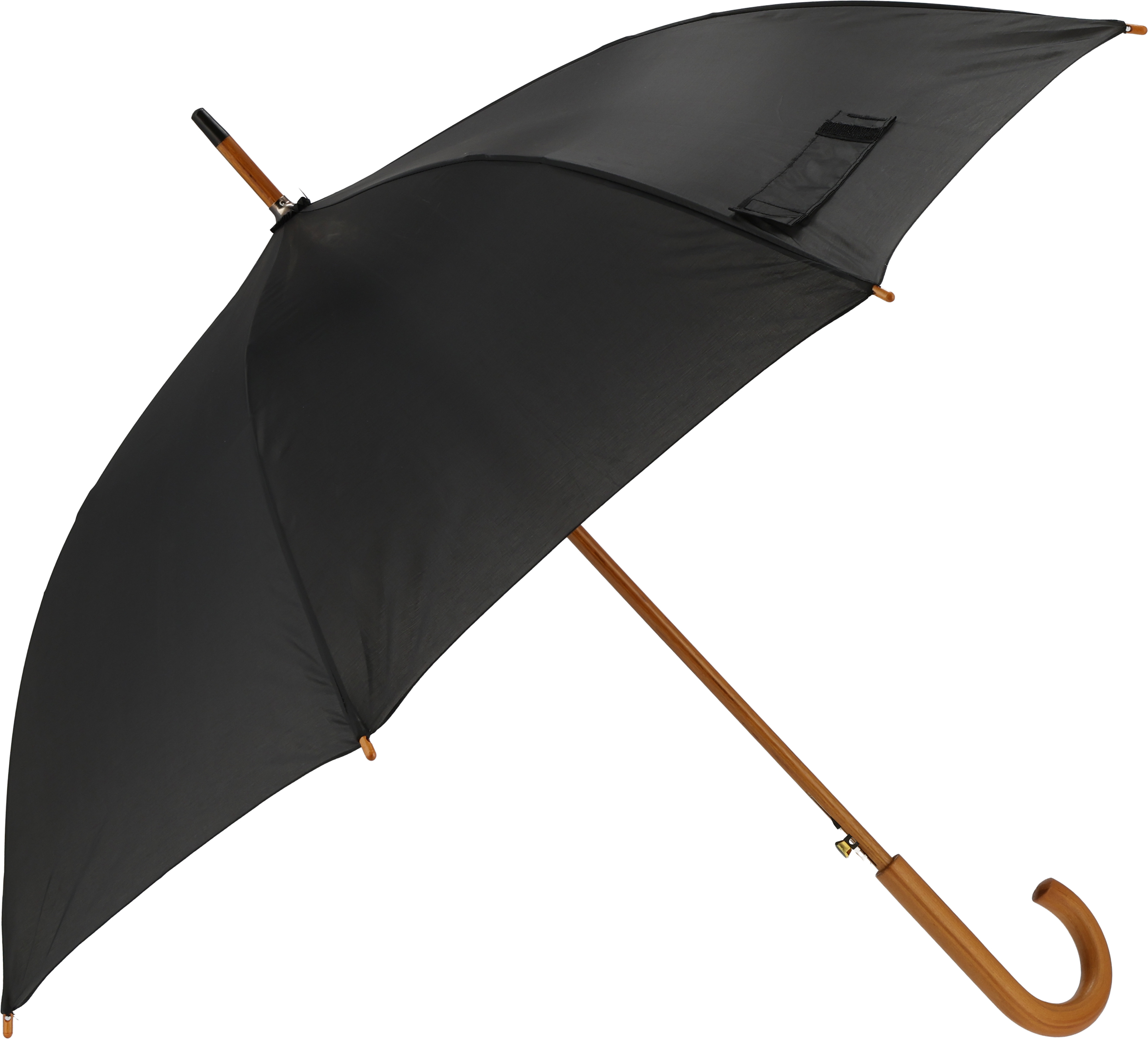Parasol automatyczny drewniany Ø105 cm NANCY - z logo z własnym nadrukiem, kolor czarny