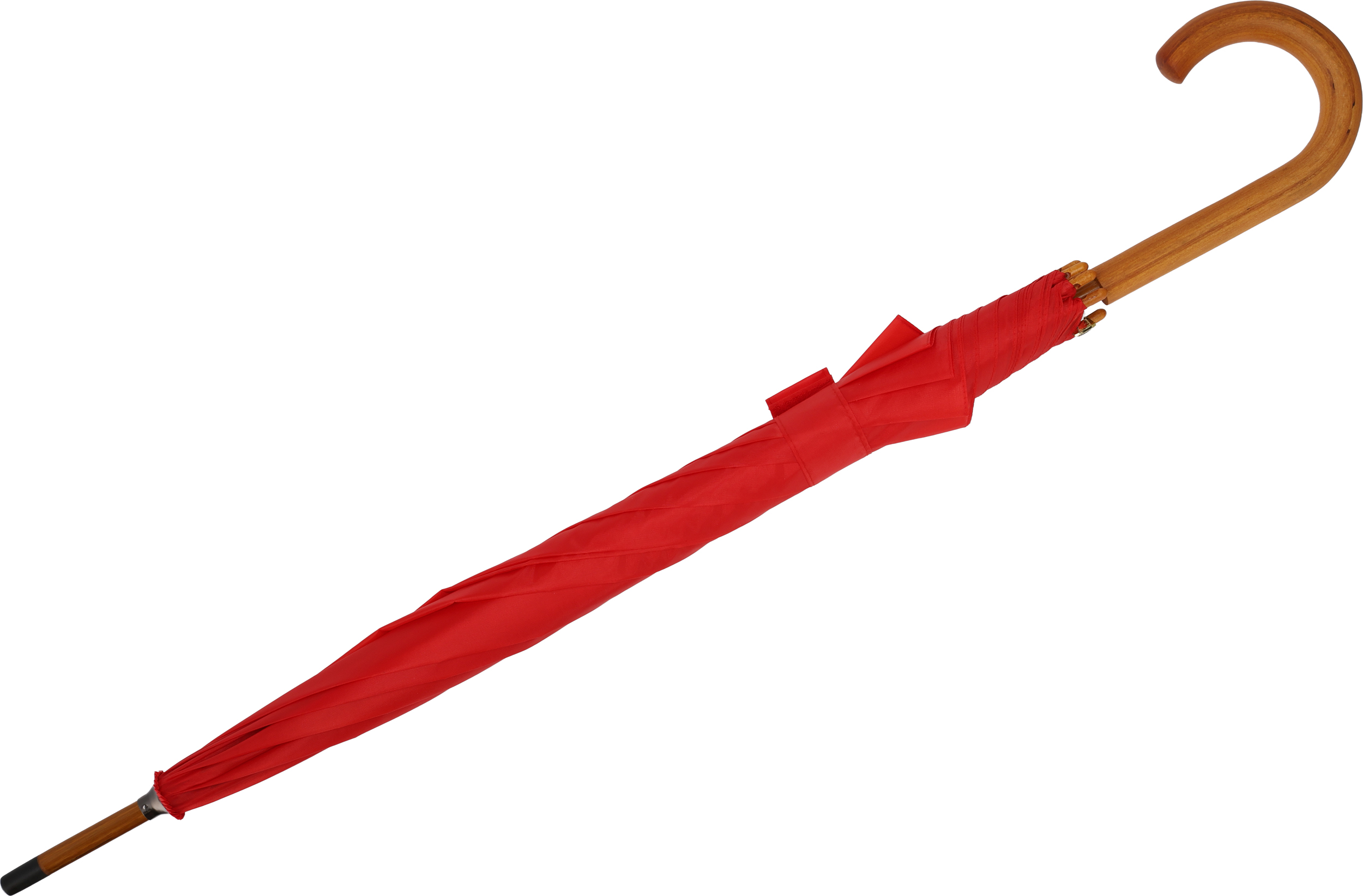 Parasol automatyczny drewniany Ø105 cm NANCY - z logo z własnym nadrukiem, kolor czerwony
