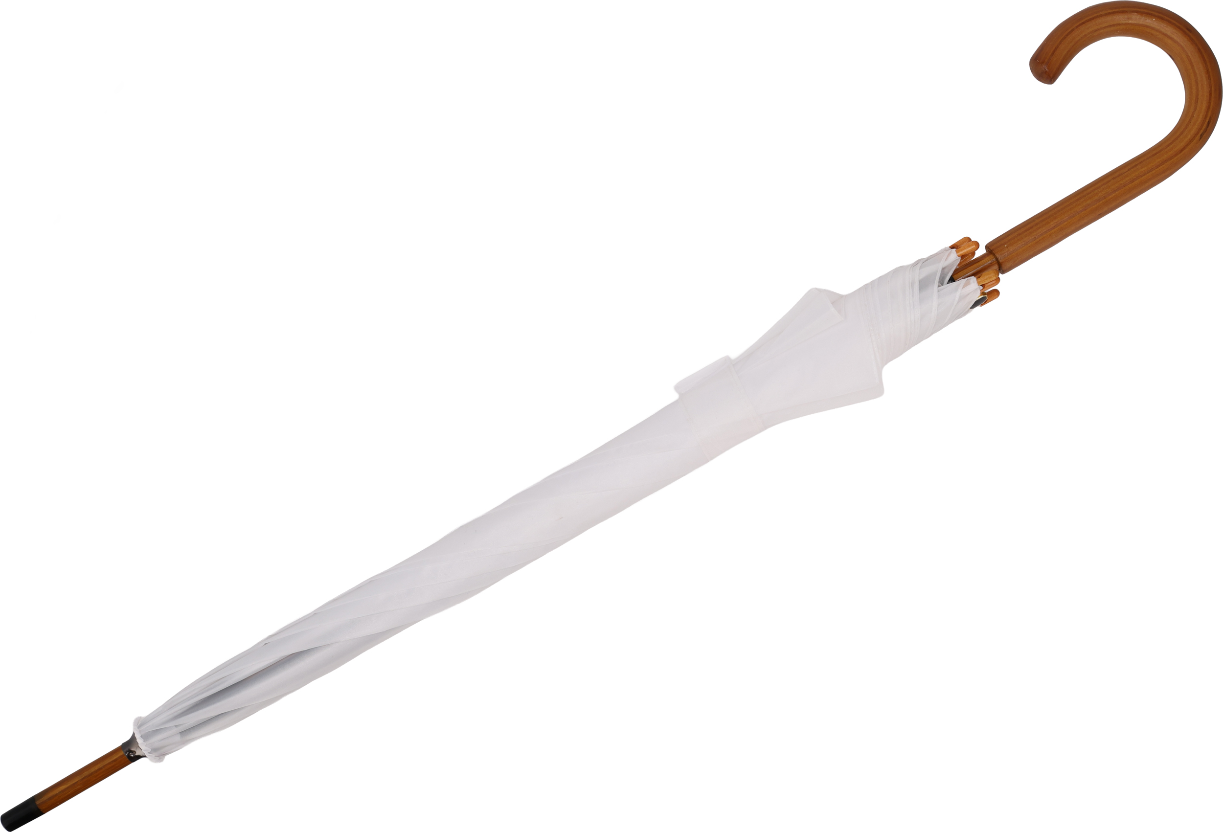 Parasol automatyczny drewniany Ø105 cm NANCY - z logo z własnym nadrukiem, kolor biały