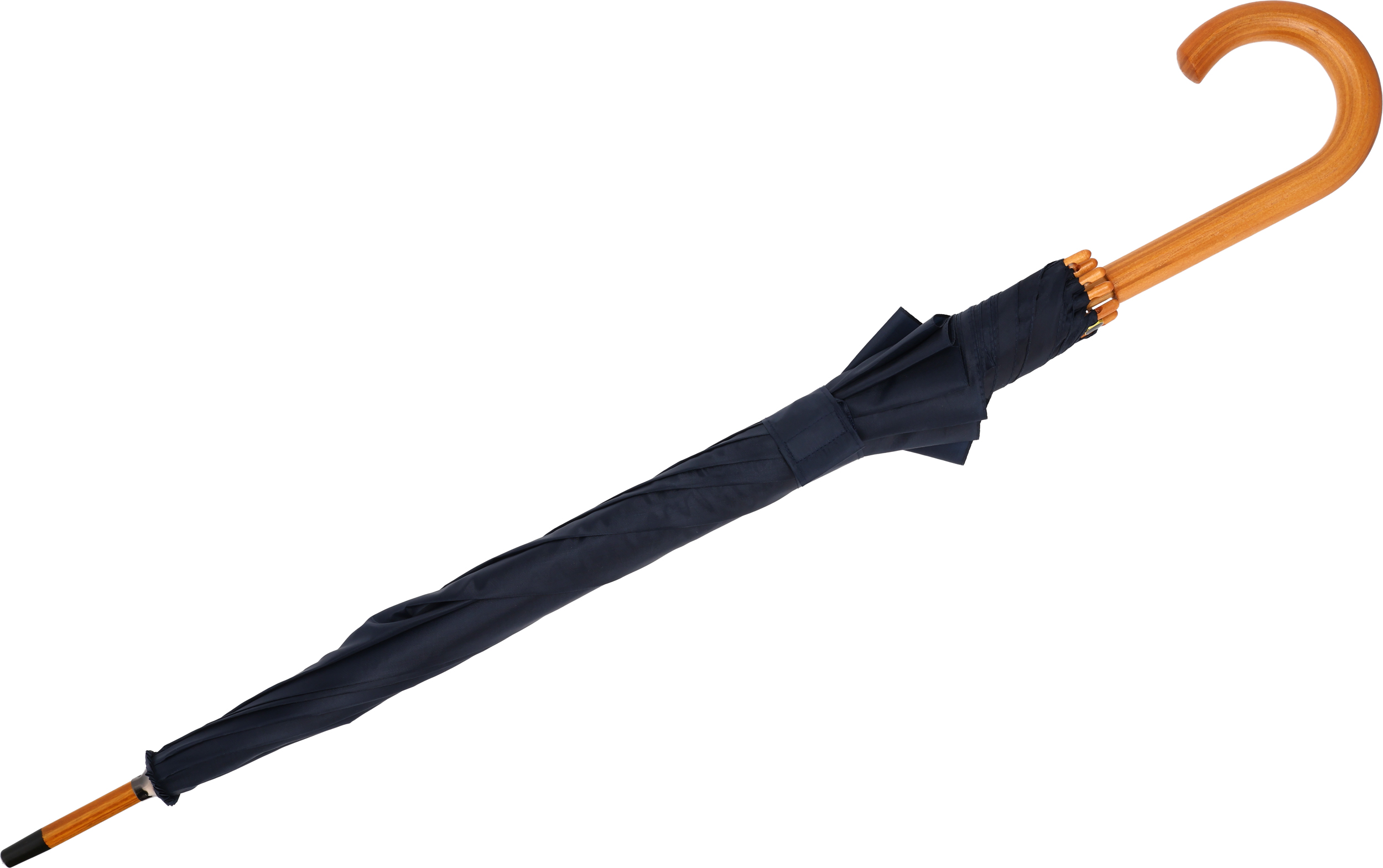 Parasol automatyczny drewniany Ø105 cm NANCY - z logo z własnym nadrukiem, kolor granatowy