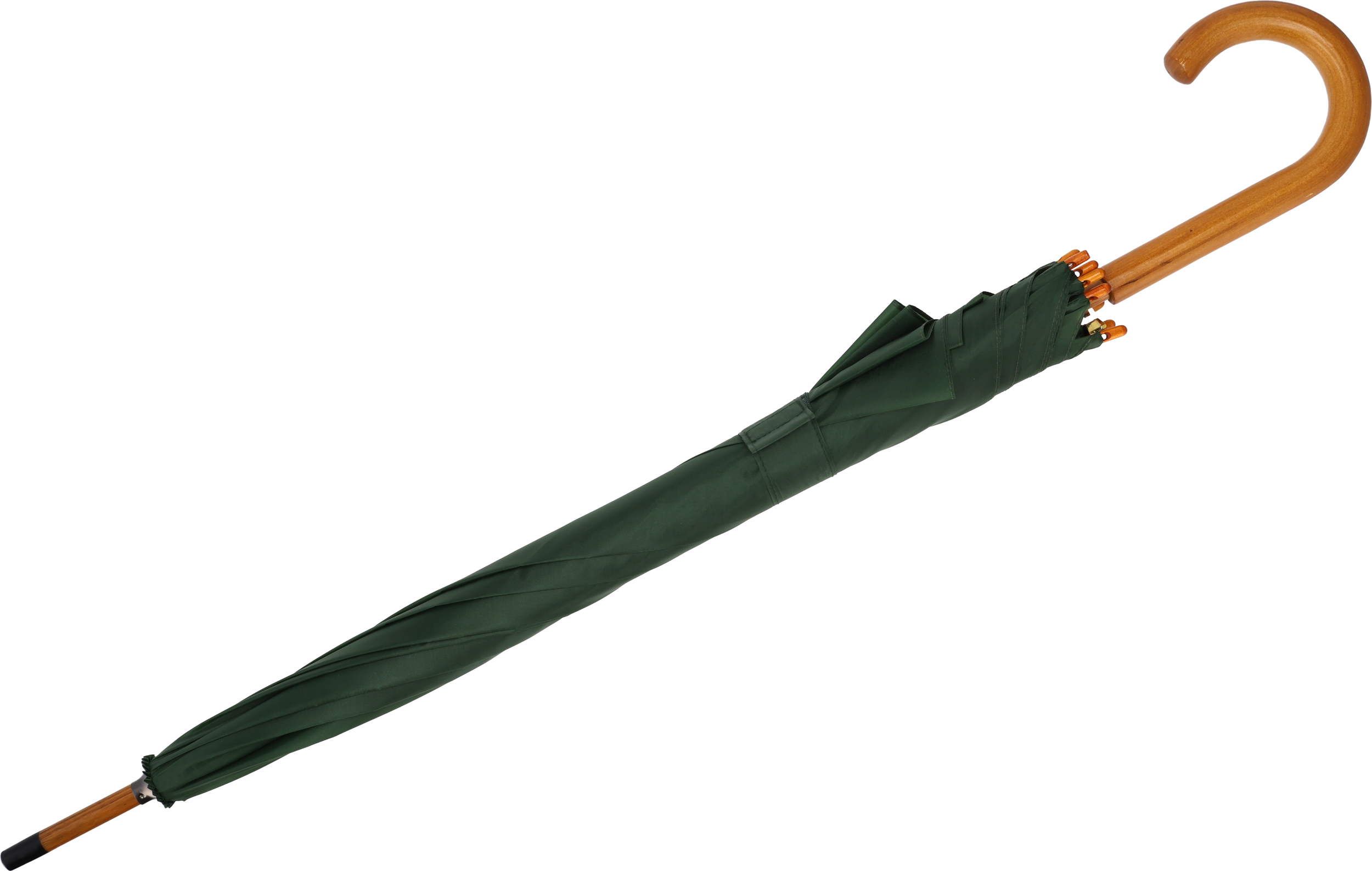 Parasol automatyczny drewniany Ø105 cm NANCY - z logo z własnym nadrukiem, kolor ciemnozielony