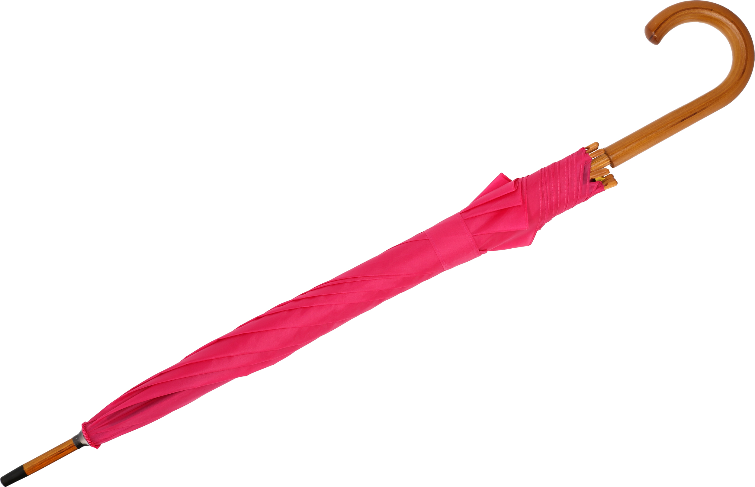 Parasol automatyczny drewniany Ø105 cm NANCY - z logo z własnym nadrukiem, kolor różowy
