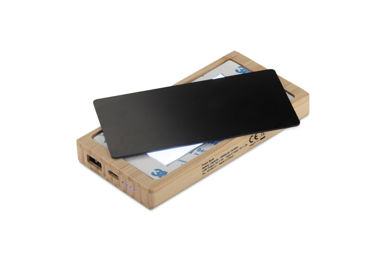 Powerbank solarny SOLBAM 5000 mAh z własnym nadrukiem, kolor beżowy