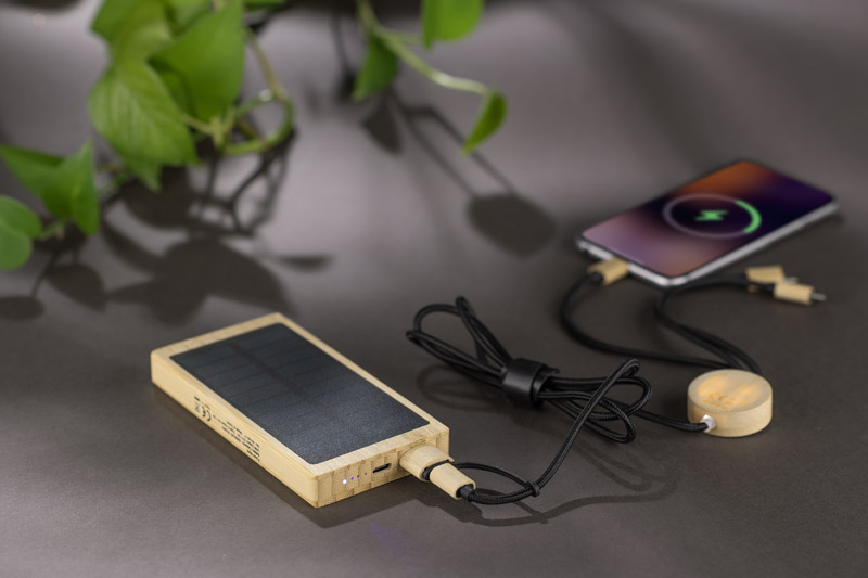 Powerbank solarny SOLBAM 5000 mAh z własnym nadrukiem, kolor beżowy