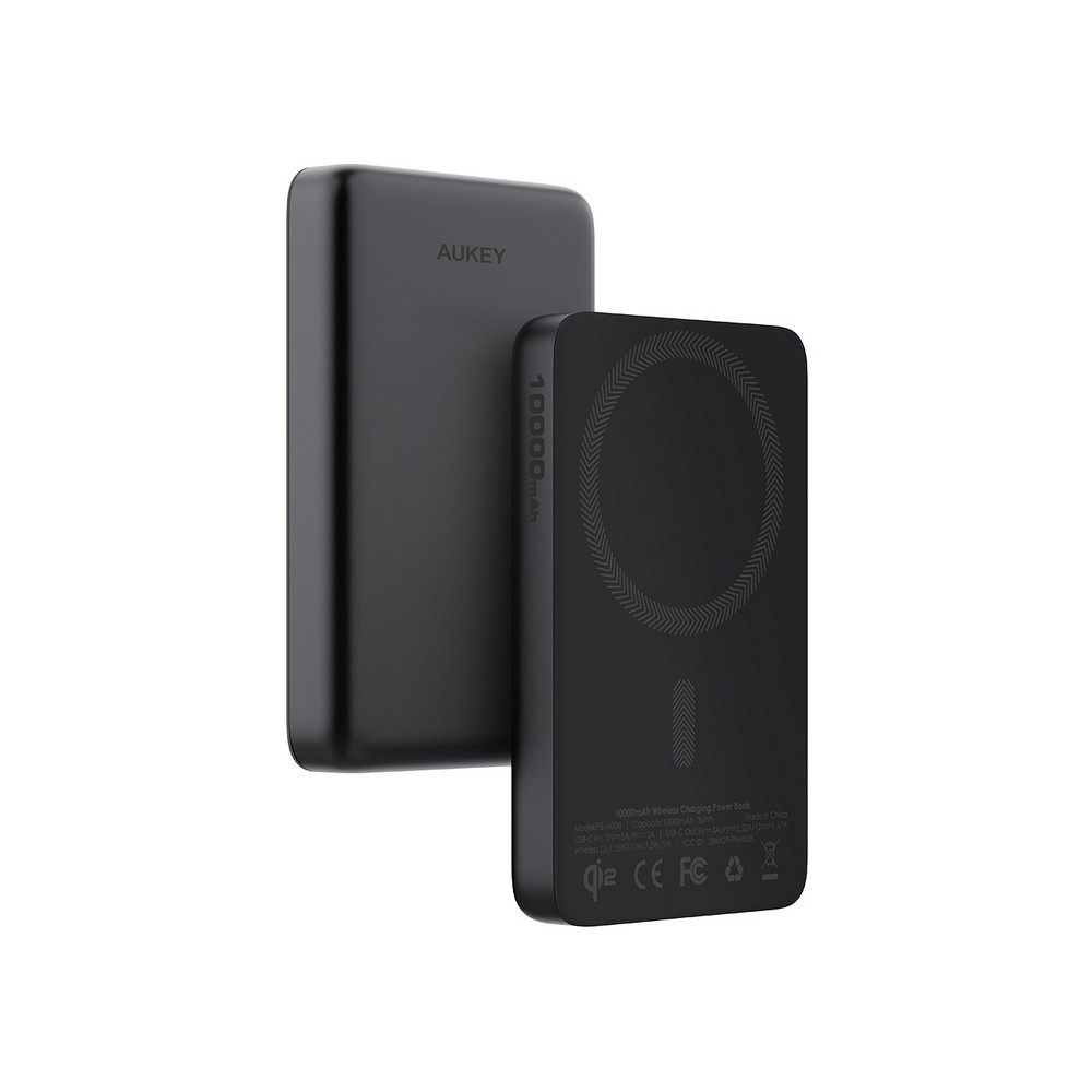 czarny Magnetyczny, bezprzewodowy power bank 10000 mAh Aukey