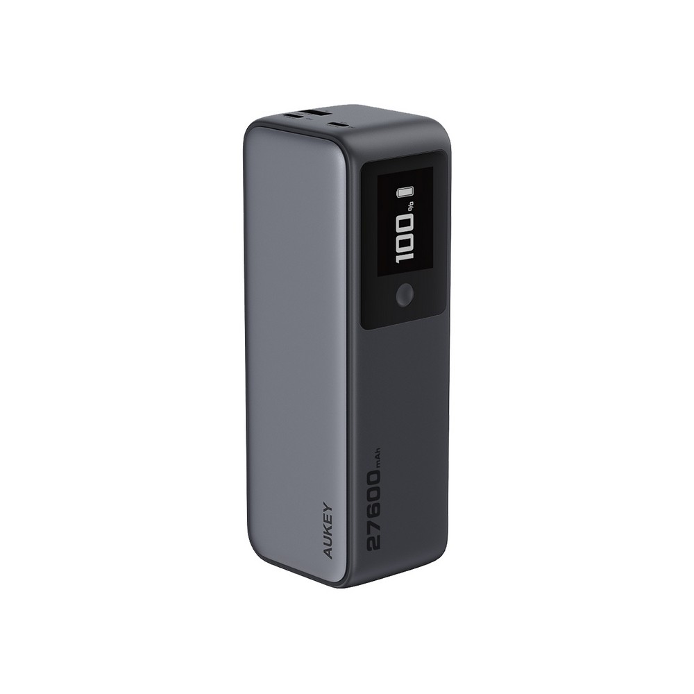 Power bank 27600 mAh, 140 W, Aukey z własnym nadrukiem, kolor srebrny