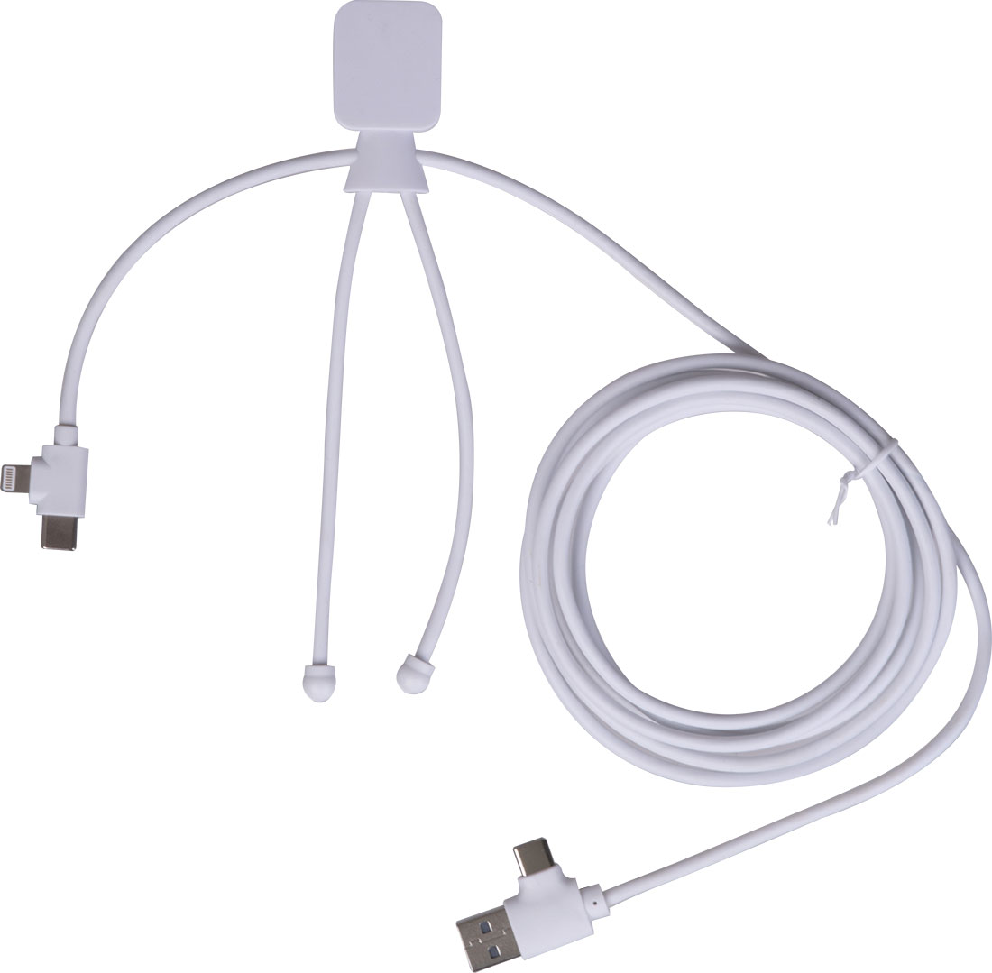 Kabel do ładowania ASHFORD - z logo z własnym nadrukiem, kolor biały