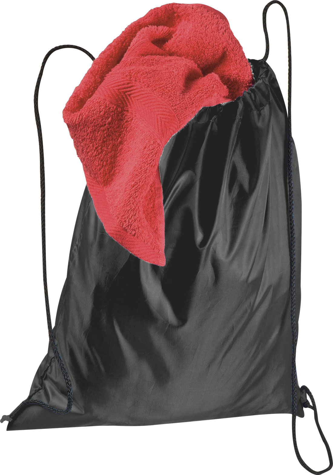 Worek sportowy z recyklingu TROYES - z logo z własnym nadrukiem, kolor czarny