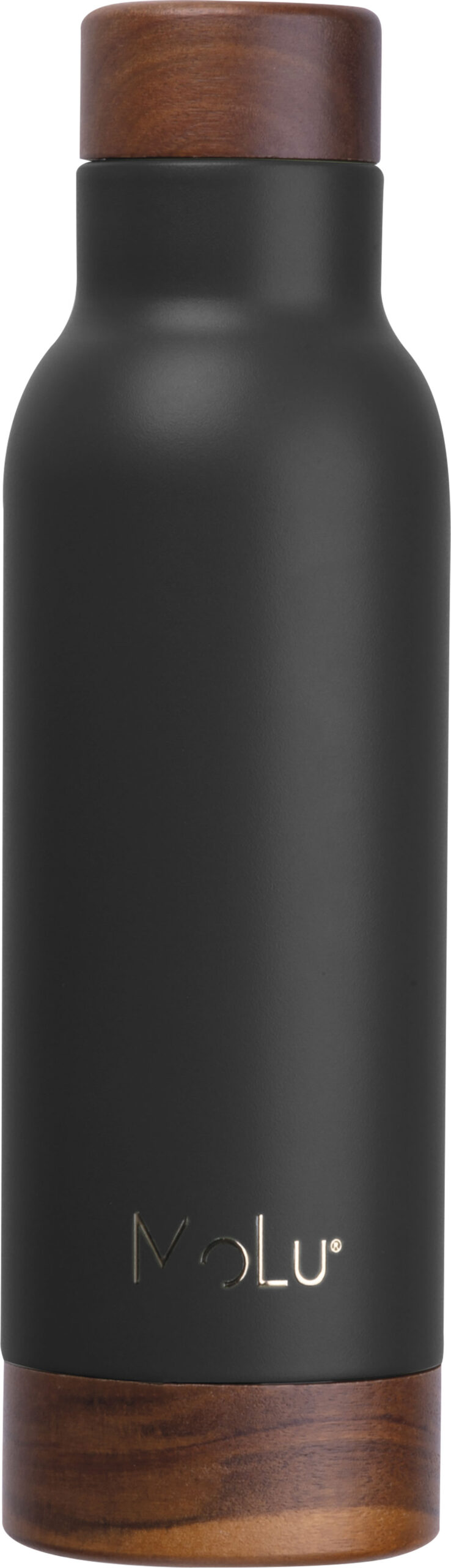 Butelka termiczna ze stalowa z recyklingu COTE D'AZUR MoLu 630 ml - z logo z własnym nadrukiem, kolor czarny