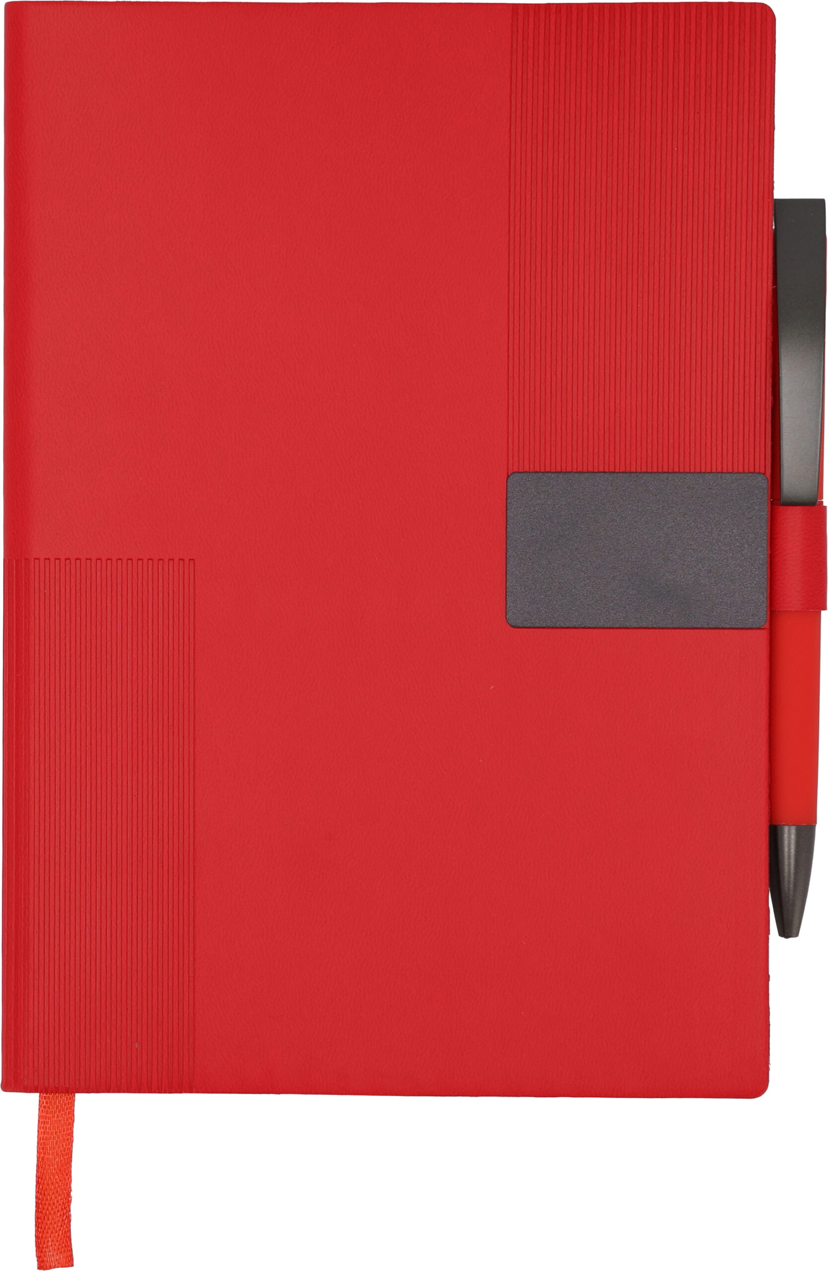czerwony Notes A5 w linie z długopisem MERSIN – z logo