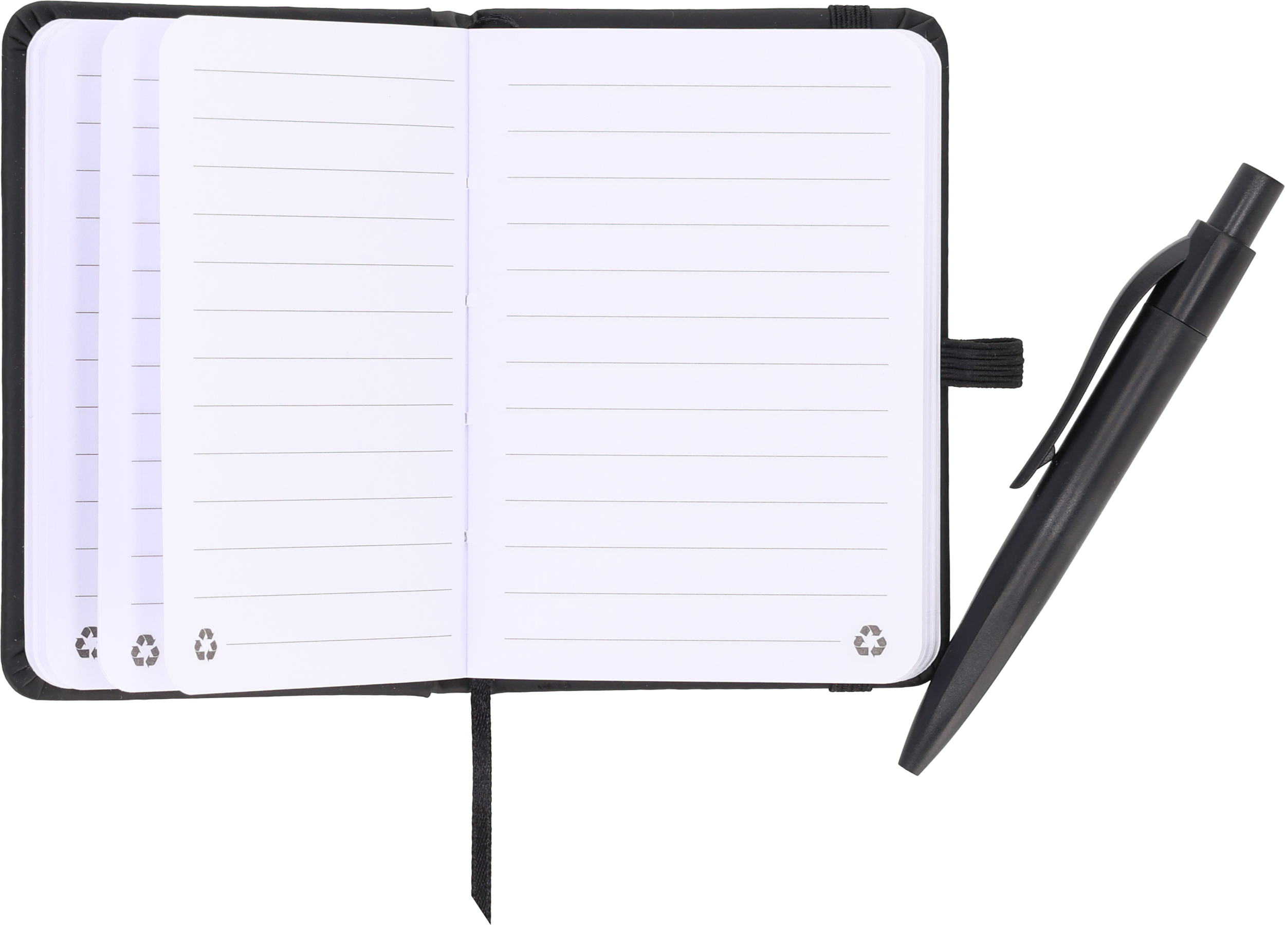 Notes A7 z długopisem SAN ANTONIO - z logo z własnym nadrukiem, kolor czarny