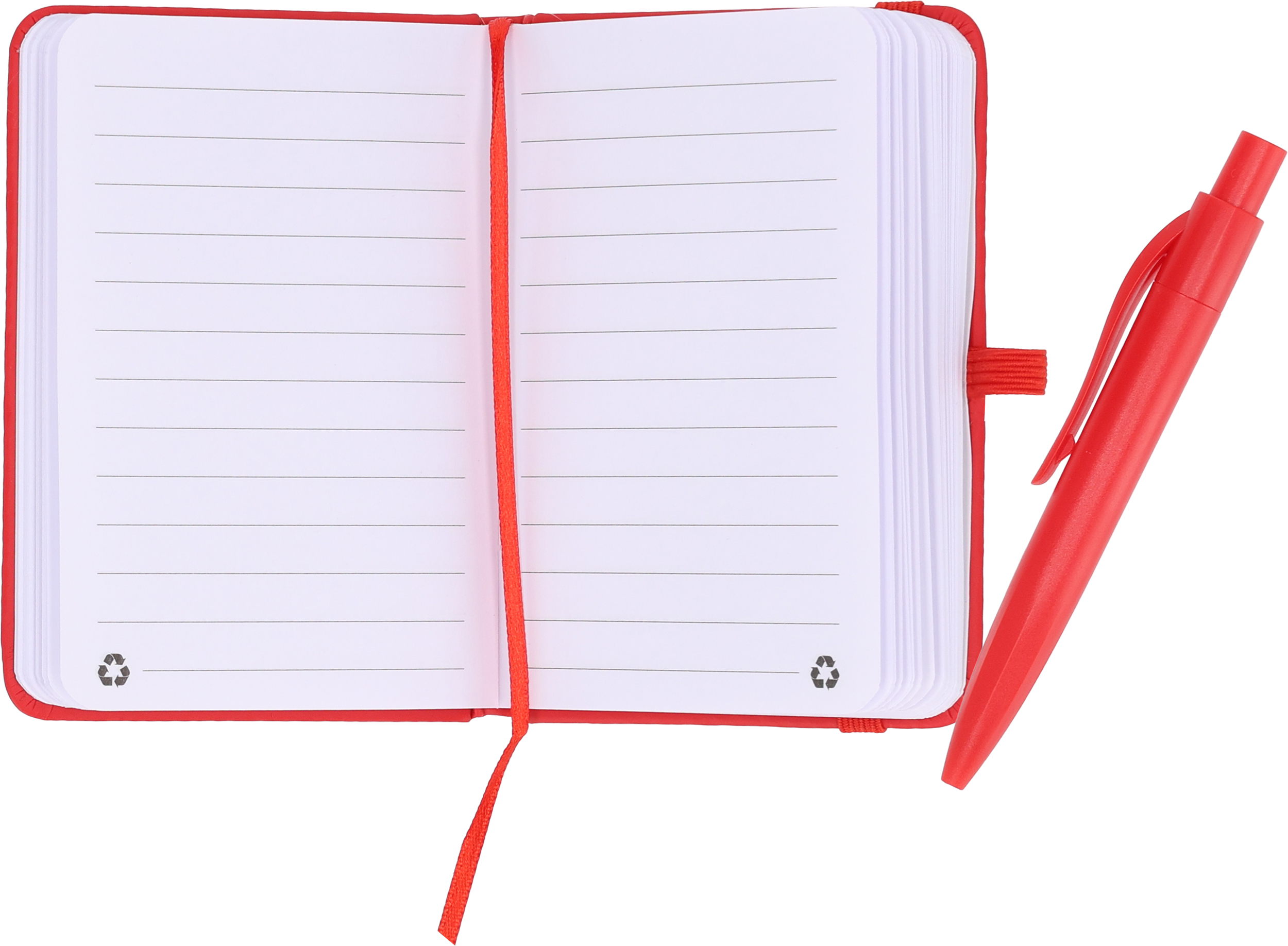 Notes A7 z długopisem SAN ANTONIO - z logo z własnym nadrukiem, kolor czerwony