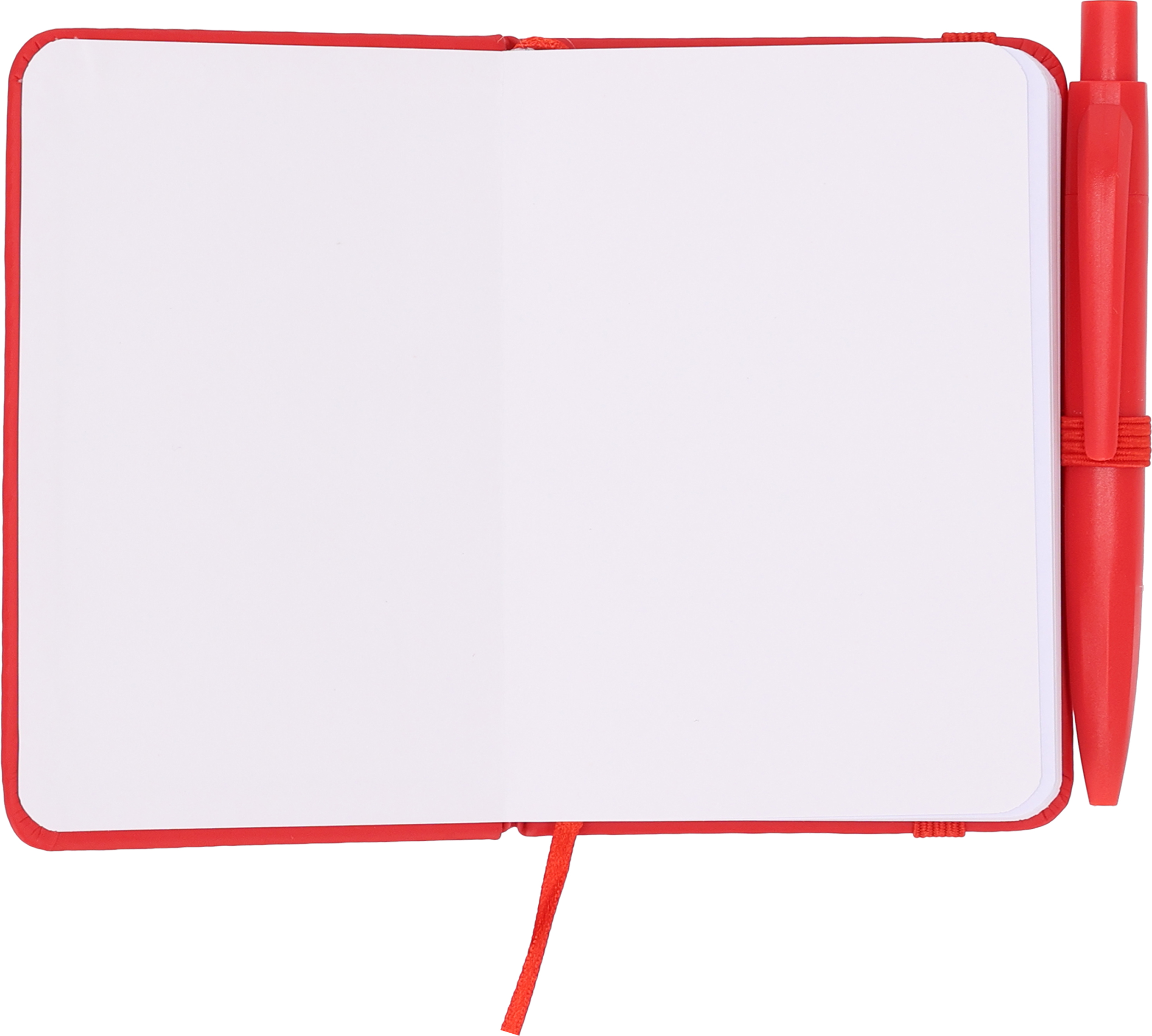 Notes A7 z długopisem SAN ANTONIO - z logo z własnym nadrukiem, kolor czerwony