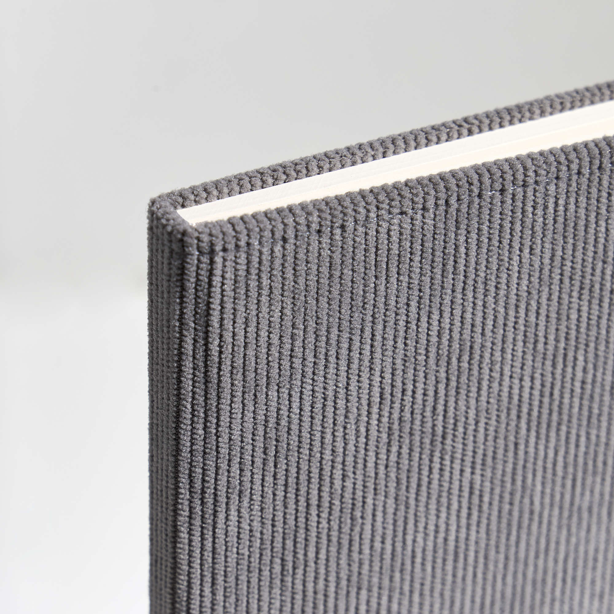 Notes A5 w okładce ze sztruksowej tkaniny / Cord Note z własnym nadrukiem, kolor Light Grey