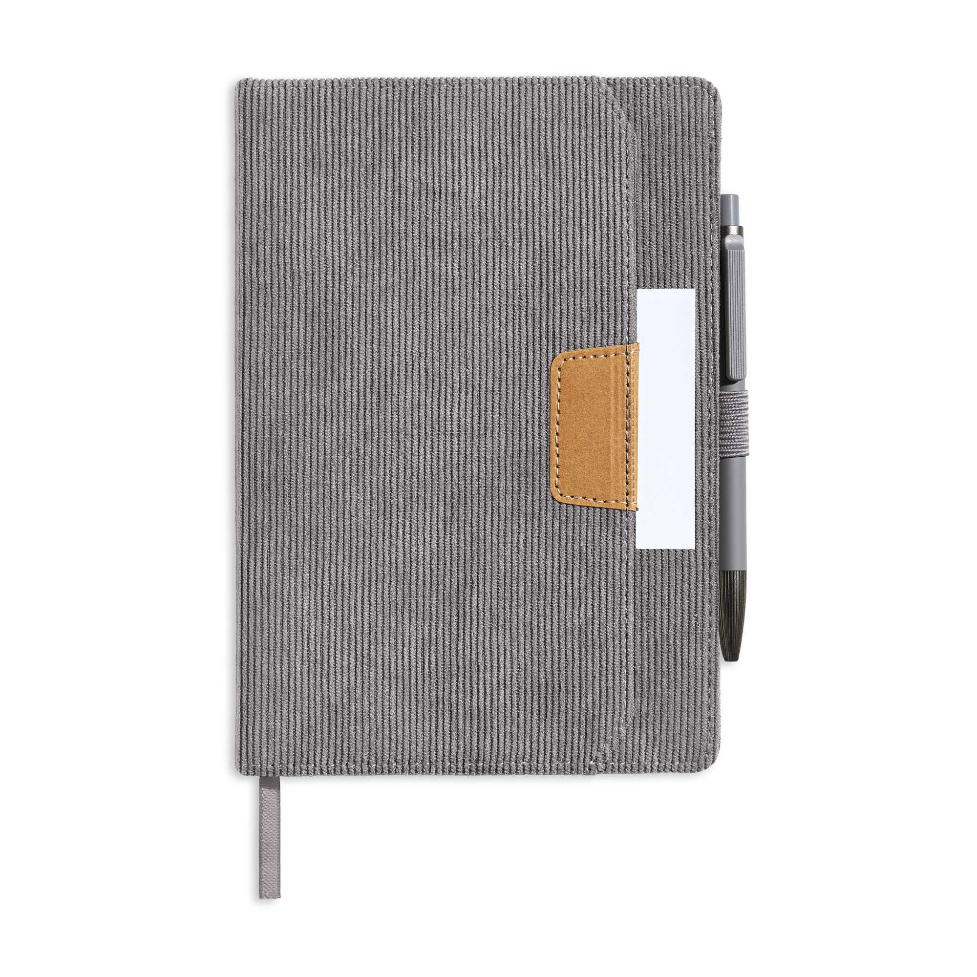 Notes A5 w okładce ze sztruksowej tkaniny / Cord Note z własnym nadrukiem, kolor Light Grey