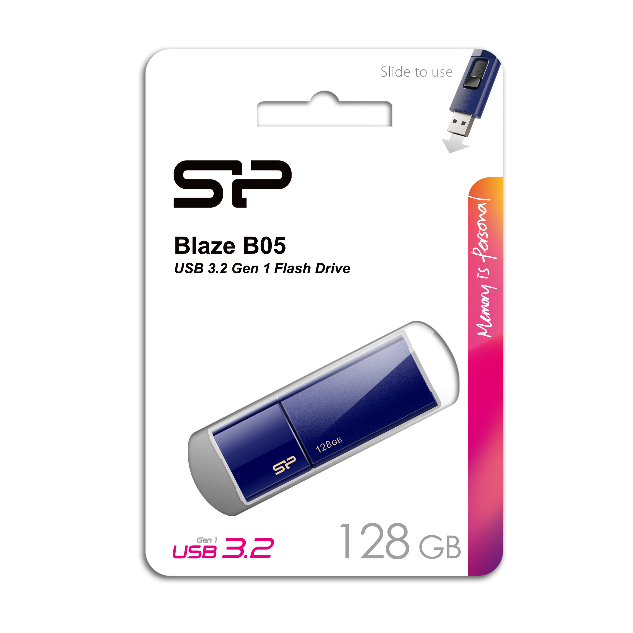 Pendrive Blaze B05, 128GB 3.0 Silicon Power - z logo z własnym nadrukiem, kolor niebieski