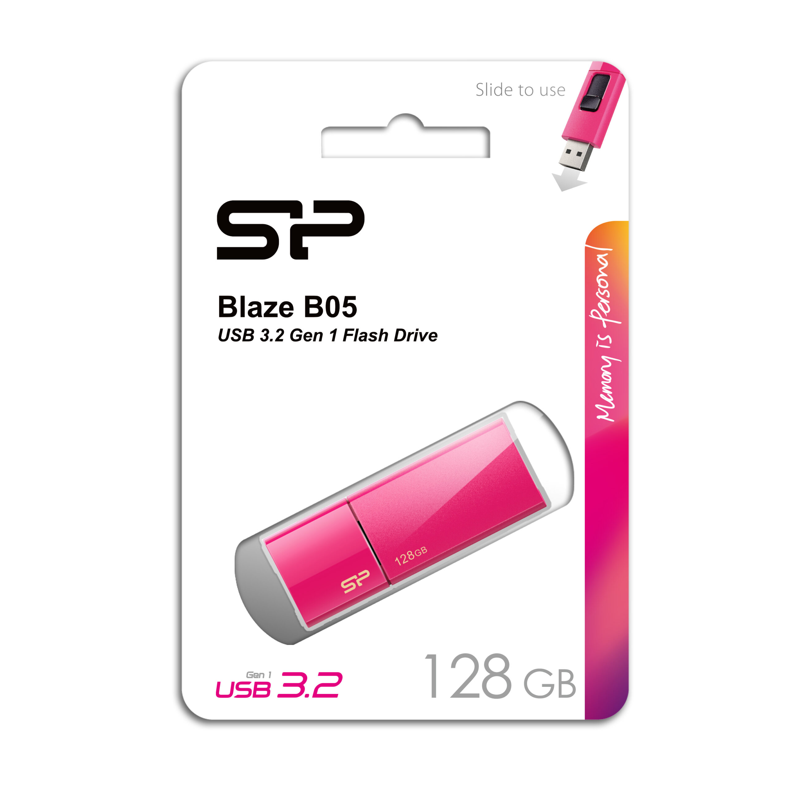 Pendrive Blaze B05, 128GB 3.0 Silicon Power - z logo z własnym nadrukiem, kolor różowy