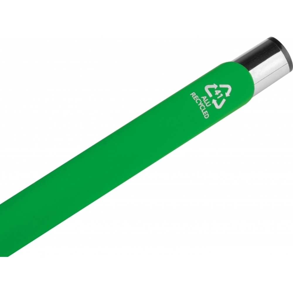 Długopis z aluminium z recyklingu półżelowy soft touch DUNMORE - z logo z własnym nadrukiem, kolor zielony