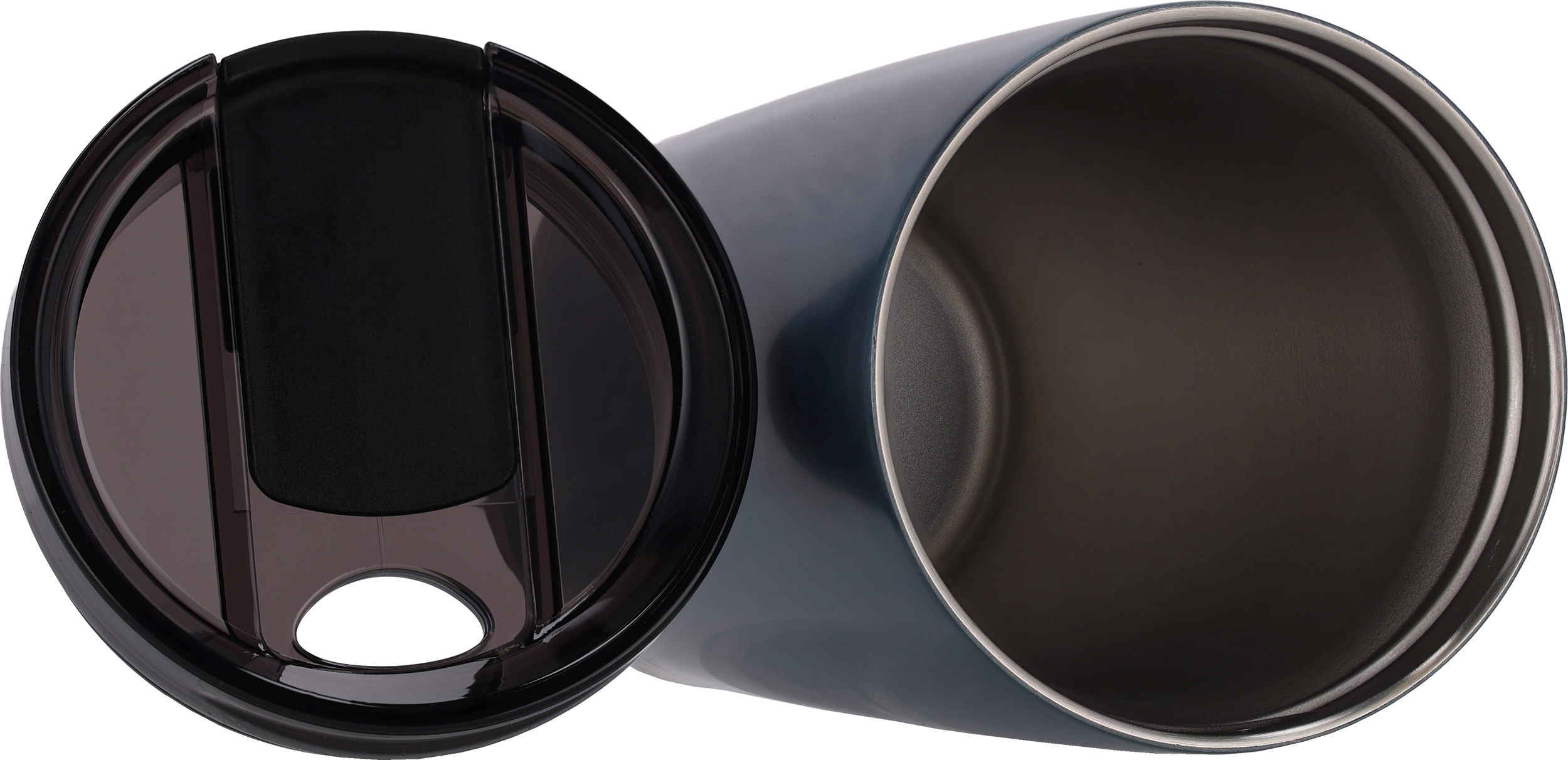 Kubek termiczny stalowy z recyklingu LA LOUVIERE MoLu 540 ml - z logo z własnym nadrukiem, kolor granatowy