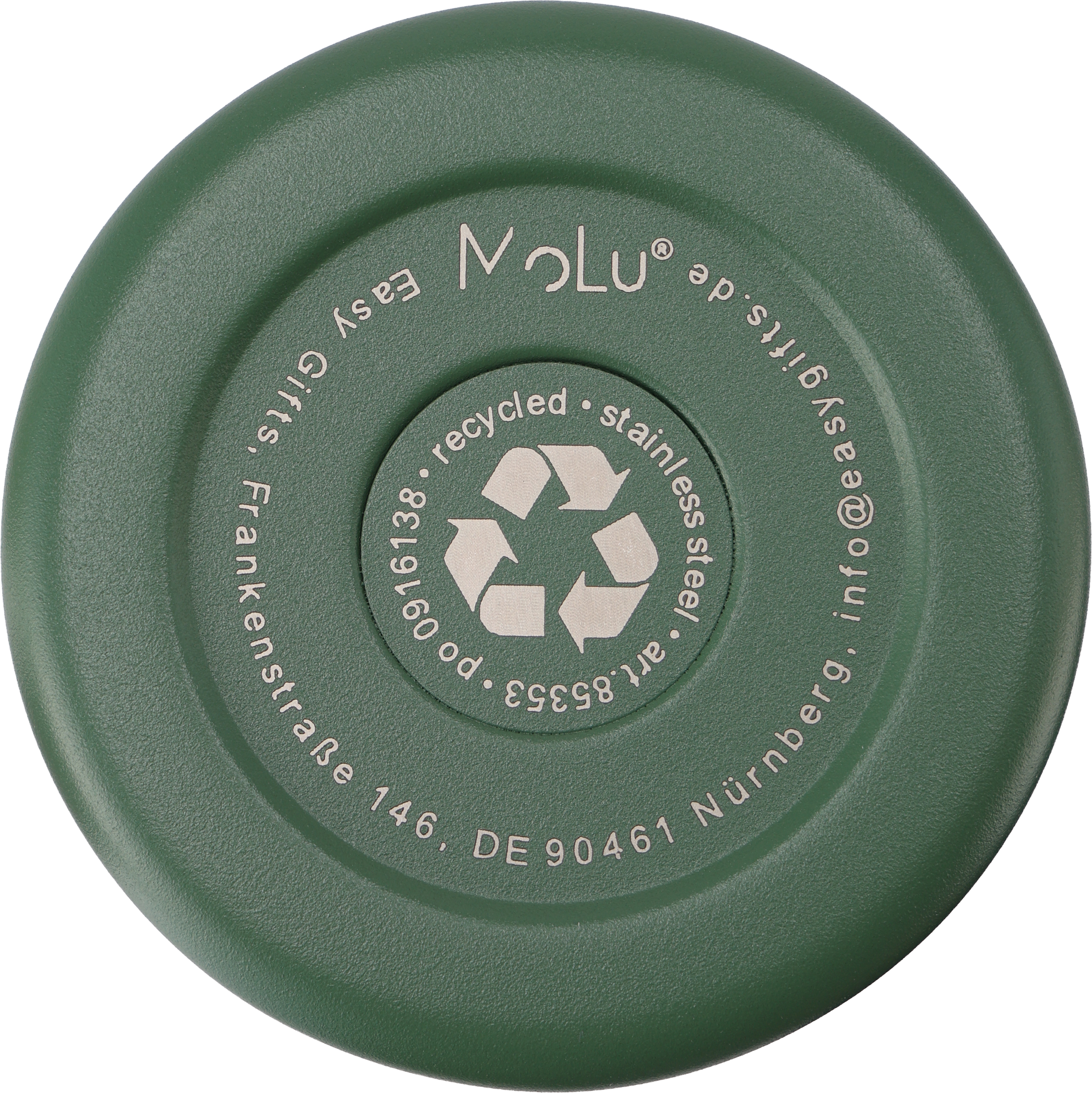 Kubek termiczny stalowy z recyklingu LE PORT MoLu 360 ml - z logo z własnym nadrukiem, kolor oliwkowy