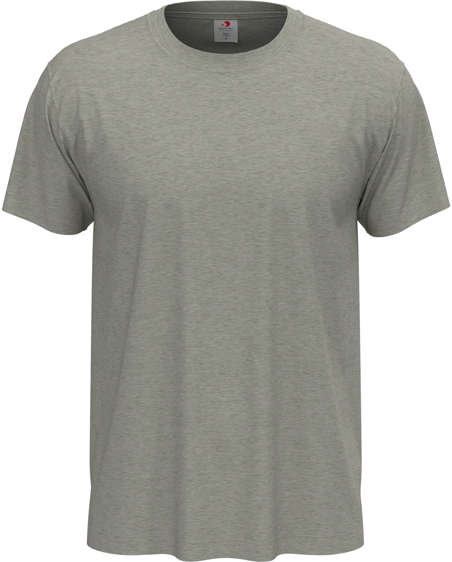 T-shirt unisex 155 g/m2, Classic-T Grey Heather, rozmiar S - z logo z własnym nadrukiem, kolor szary