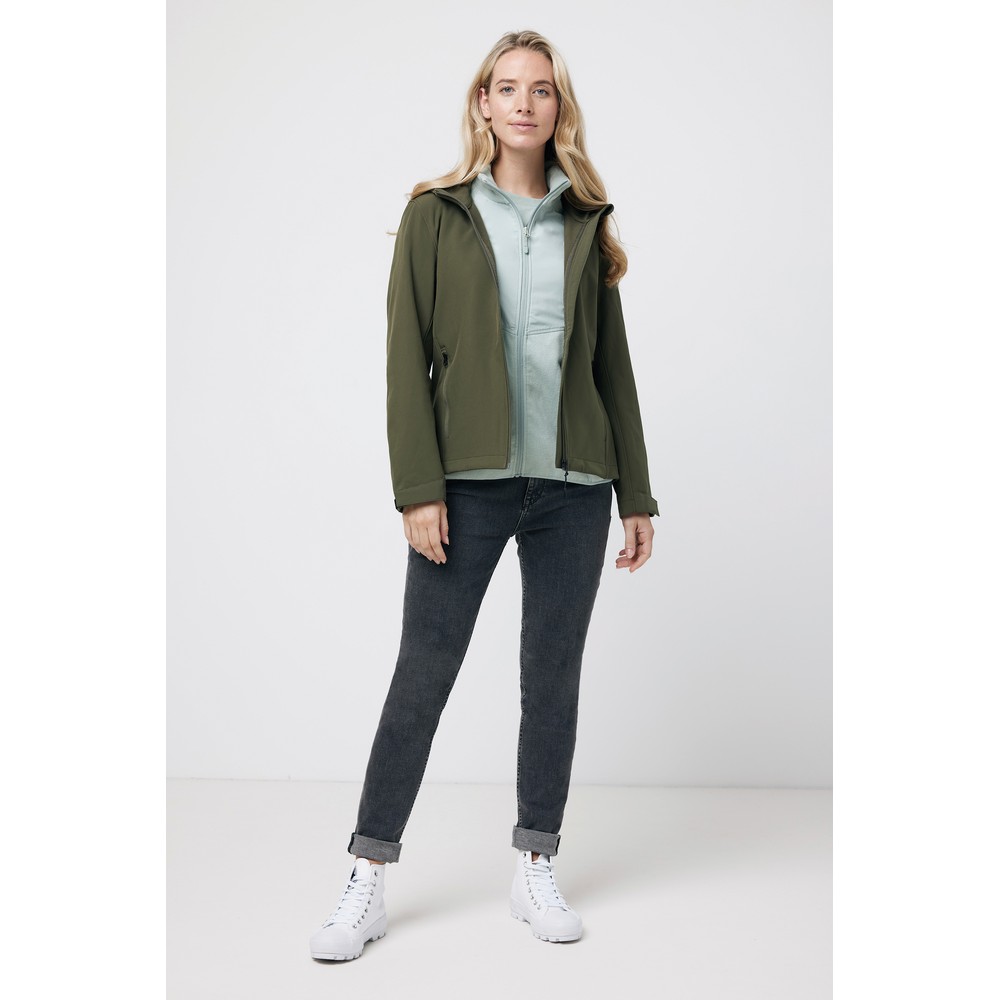 Damska kurtka softshell Iqoniq Makalu AWARE™ z własnym nadrukiem, kolor khaki